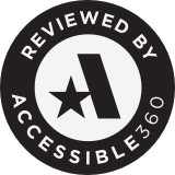 Accessible360 badge with the words Reviewed by Accessible360 on it